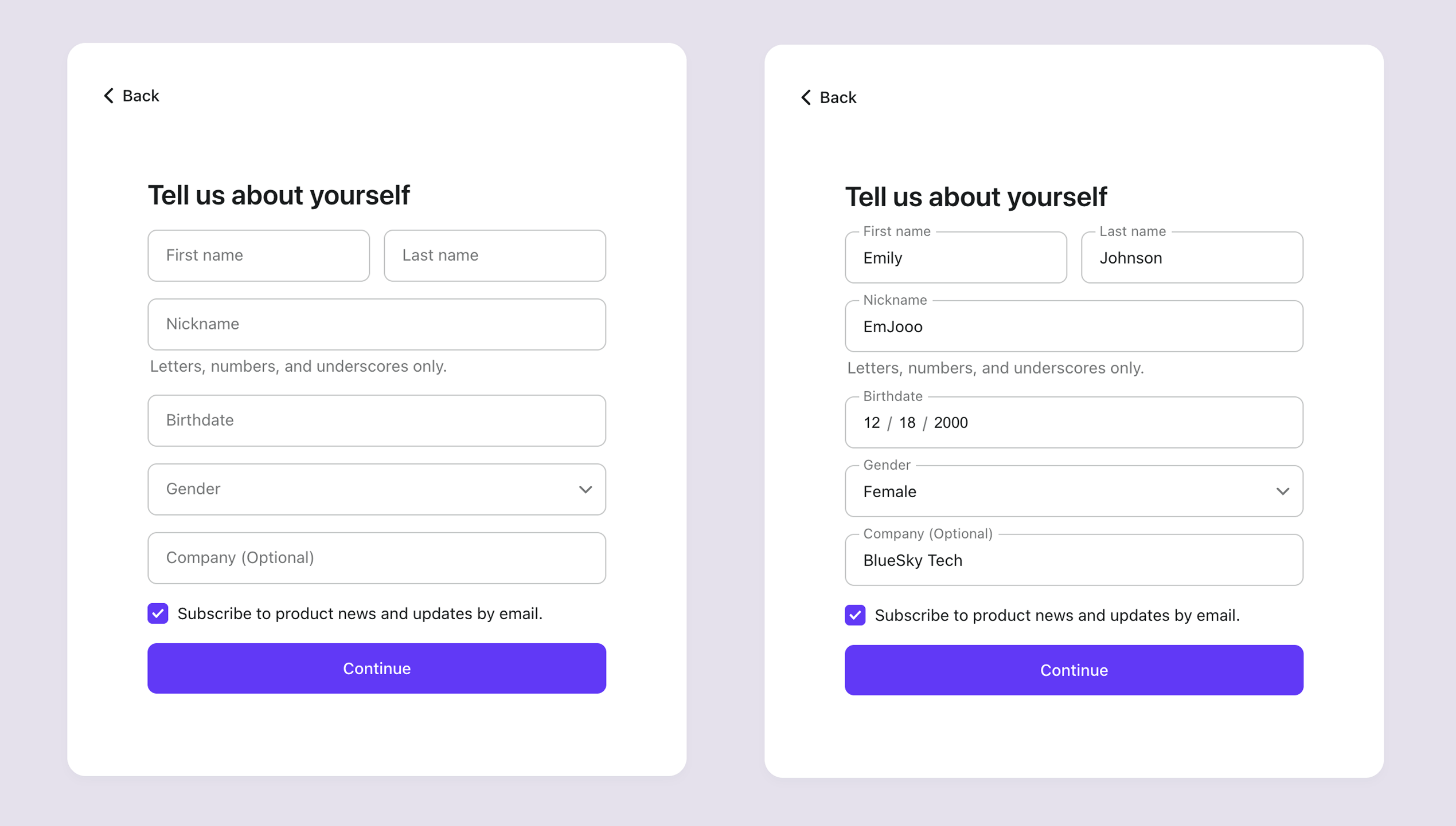 เก็บข้อมูลโปรไฟล์ผู้ใช้ระหว่างการสมัคร